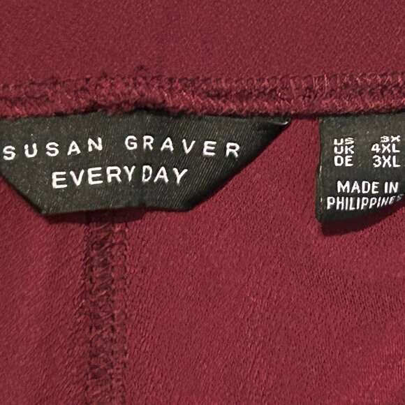 Susan Graver Every Day Textured Liquid Knit Wide-Leg Pants Red Size 3X ~EUC - Picture 8 of 15